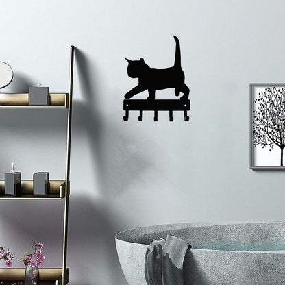 Cat #2 Kitten Key Rack & Hanger - 6 inch Wide Metal Wall Art
