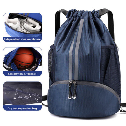 Waterproof Basketball Bag Wet Dry Separation Bags Swimming Drawstring Backpack