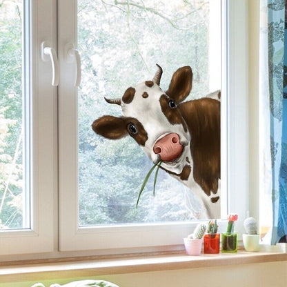 Animal Wall Stickers PVC Cartoon Cow Print Window Decals Home Decoration 30x35cm