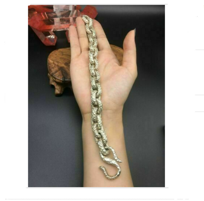 Asian old miao silver hand cast cool statue bracelet jewel gift