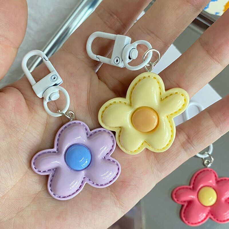 Colored Flower Keychain Heart Flower Bag Pendant DIY Candy Color Key Chains