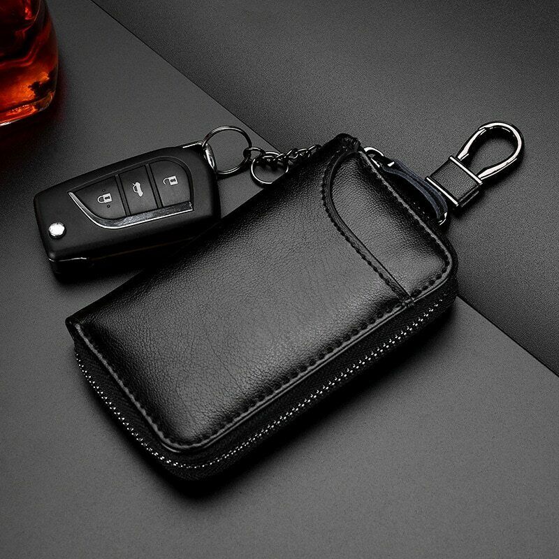 Zipper Wallet Leather Men Key Holder Pouch Purse Unisex Useful Key Organizer Bag