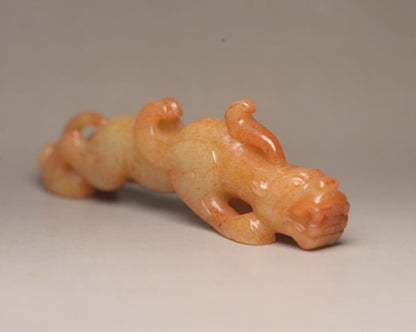 Chinese Old Natural Hetian Jade Hand Carved Beast Statue Antique Collectible Art