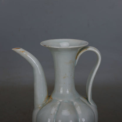 China Song Dynasty Hutian Kiln Blue Glazed Gourd Ridge Neck Porcelain Pot