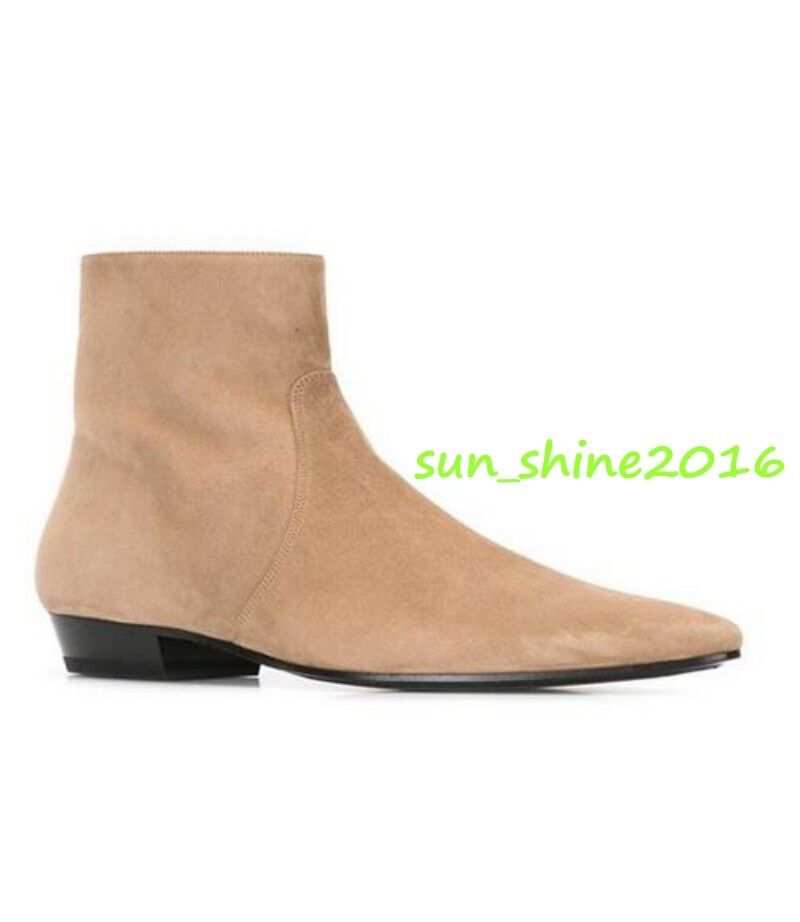 Men's Leather Pointed Toe Chelsea Oxford Ankle Boots High Top Shoes Dress Formal
