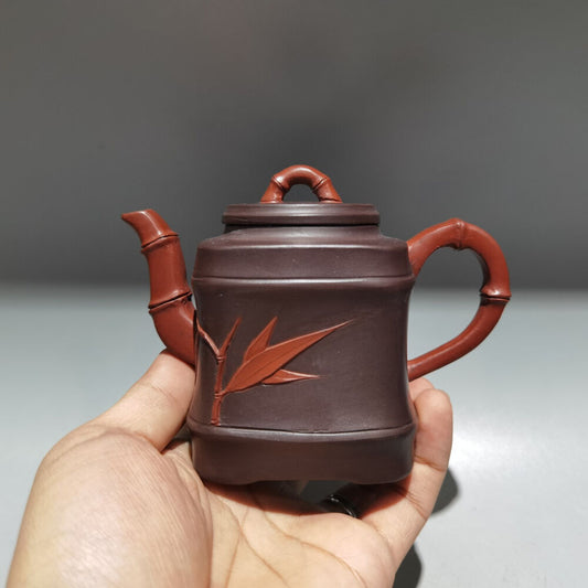 Chinese Yixing Zisha Clay Handmade Exquisite Teapot（四方竹韵壶 底款：顾景舟）