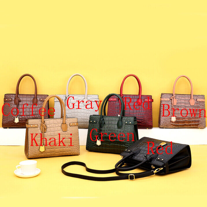 Women's PU Leather Crocodile HandbagS Sling Satchel Tote CrossBody Shoulder Bags