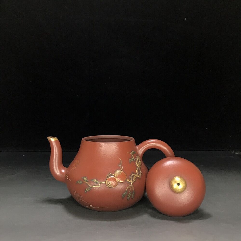 vintage chinese yixing purple clay teapot zisha ceremony carving Collectible art