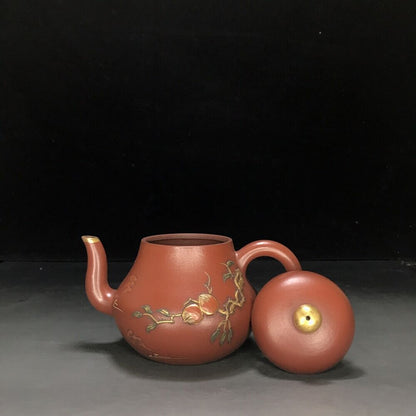 vintage chinese yixing purple clay teapot zisha ceremony carving Collectible art