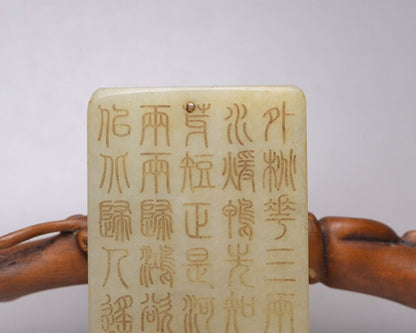 Chinese Old Natural Hetian Jade Carved Kuan Yin Buddha Statue Lucky Jade Pendant