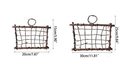 Air Plant Frame Rustic Rattan Holder Wall Hanging Planter For Home Decor 30x25cm