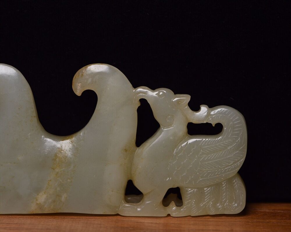 Chinese Natural Hetian Jade Carved Exquisite Penholder Figurines Desk Ornaments