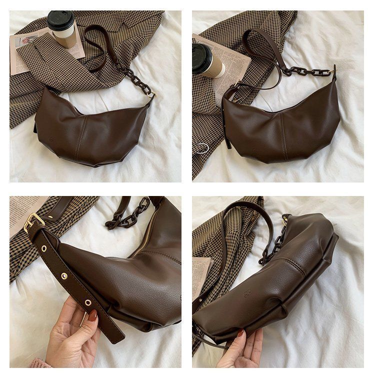 Vintage Crossbody Bags Soft Leather Handbag Chains Shoulder Bags Purse 37*17*7CM