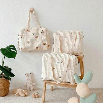 Embroidery Quilted Baby Bag Single Shoulder Bag Travel Outing Bag