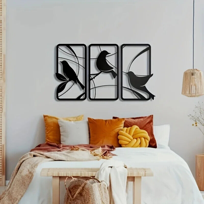 3pcs Paradise Bird Metal Wall Art, Bird Metal Wall Painting Metal Wall Picture