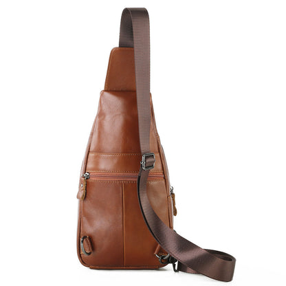 Real Cow Leather Casual Sling Bag Vintage Genuine Leather Crossbody Bag for Men