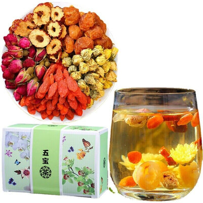 120g Herbal Tea Guiyuang Gouqi Date Meigui Juhua Cha Organic Five Treasure Tea