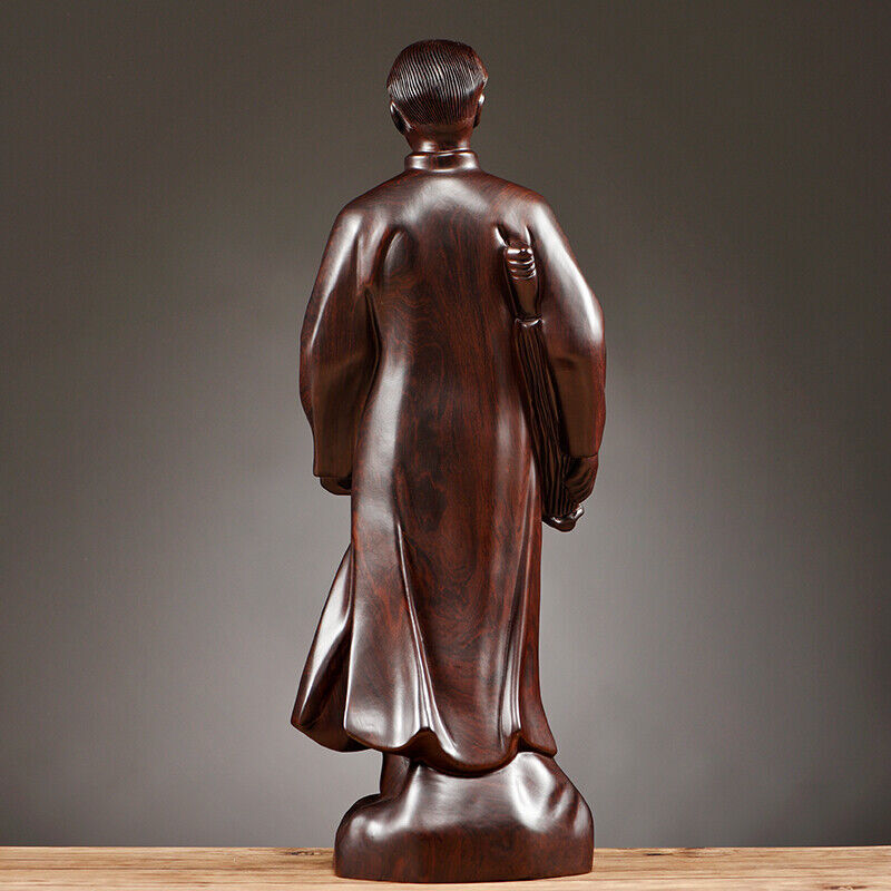 ebony China Leader young Chairman Mao Zedong stand sculpture statue wood 毛泽东主席