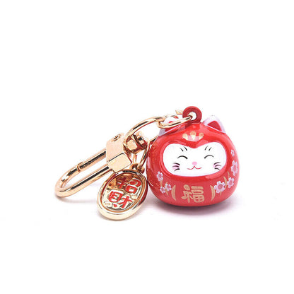 Japanese Cute Lucky Cat KeyChains Car Bag Decor Water Sound Bell Pendent Cha-ca