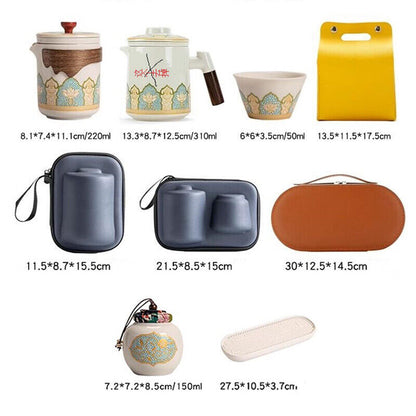 Outdoor Office Camping Tea Ceramic Set Porcelain Chinese Gongfu Tea Cup Set