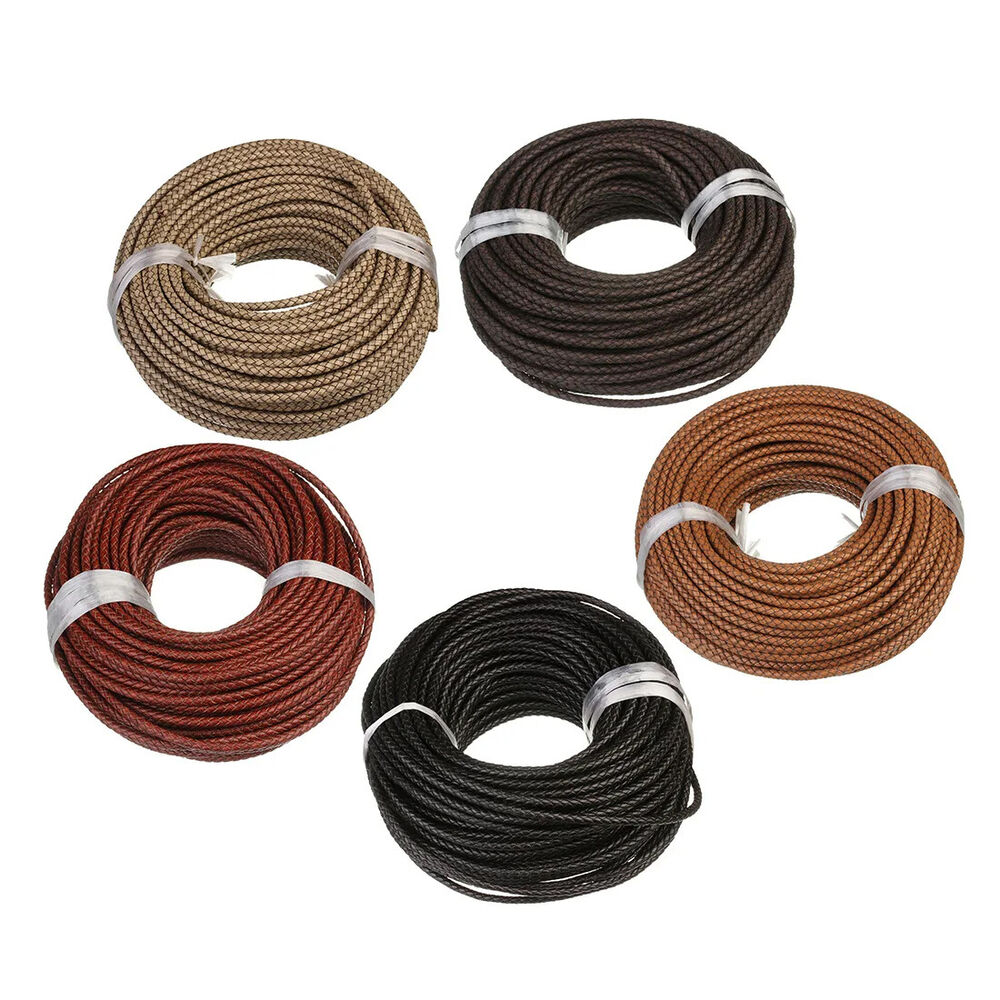 Bolo Tie Leather Rope 4mm DIY Hand-Woven Bracelet Necklace Material 10 Meter Set