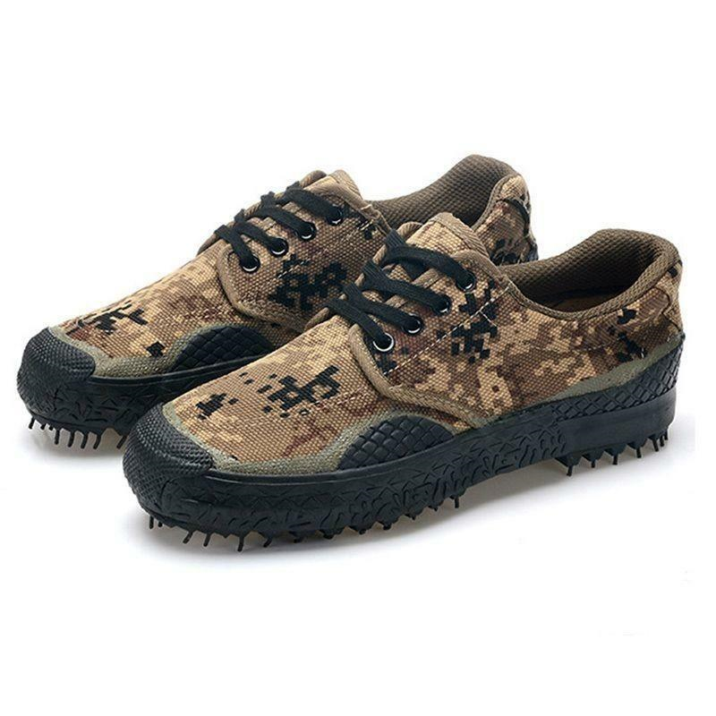 Mens canvas breath Work Slip Resistant Military Farm camo Shoes lace up training