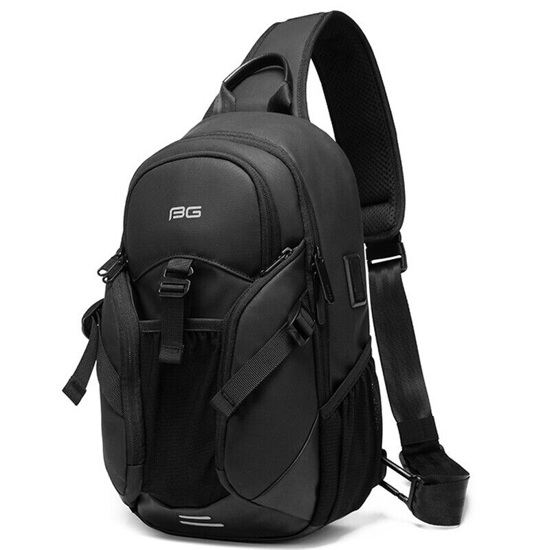 Sling Backpack Oxford cloth Waterproof Black Crossbody Bag Outdoor Sport Bags