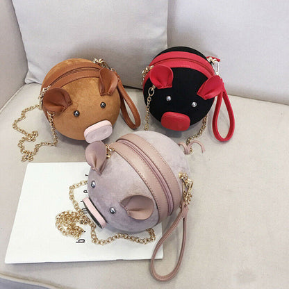 Cute Pig Shape Bag Ladies Piggy Tote Single Shoulder Chain Messenger Handbag