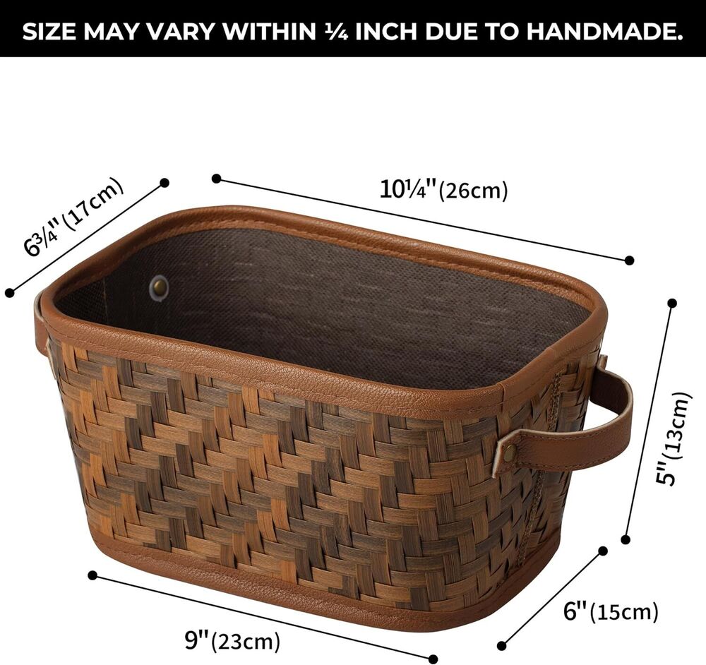 Woven Storage Baskets for Home Kitchen Organizing Decoration Brown 3 Pieces