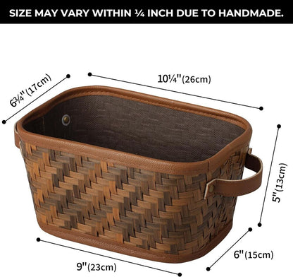 Woven Storage Baskets for Home Kitchen Organizing Decoration Brown 3 Pieces