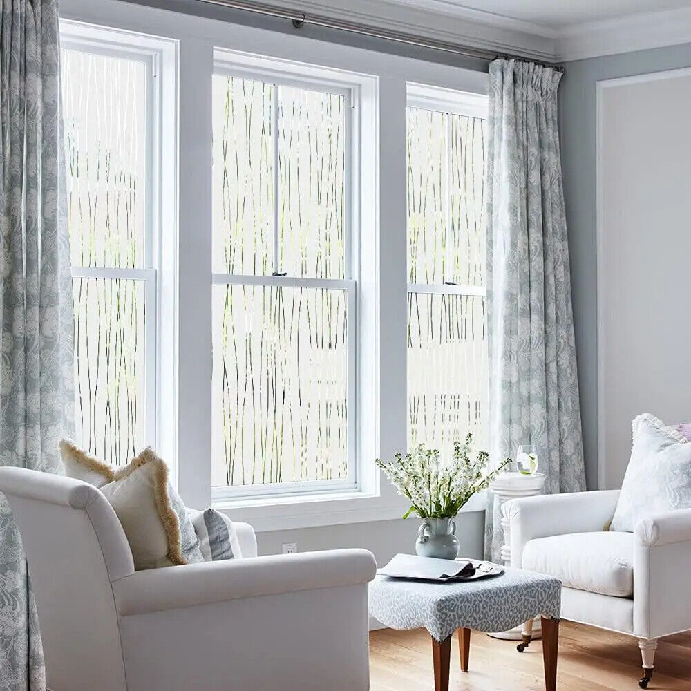 Window Privacy Film Frosted Glass Door Sticker Decorative Coverings Non-Adhesive