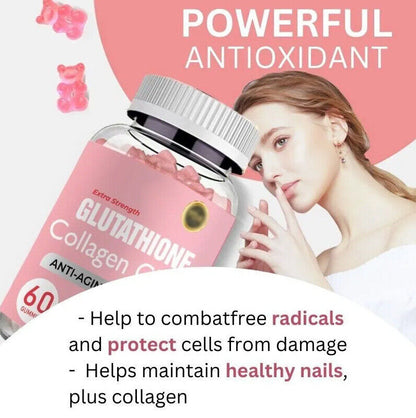 Glutathione Collagen Glow Anti-aging skin Whitening Gummies 60pcs