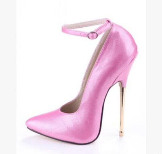 Womens Ankle Strap Super High Heel 16cm Stilettos Cross Dresser Shoes Pumps Sexy