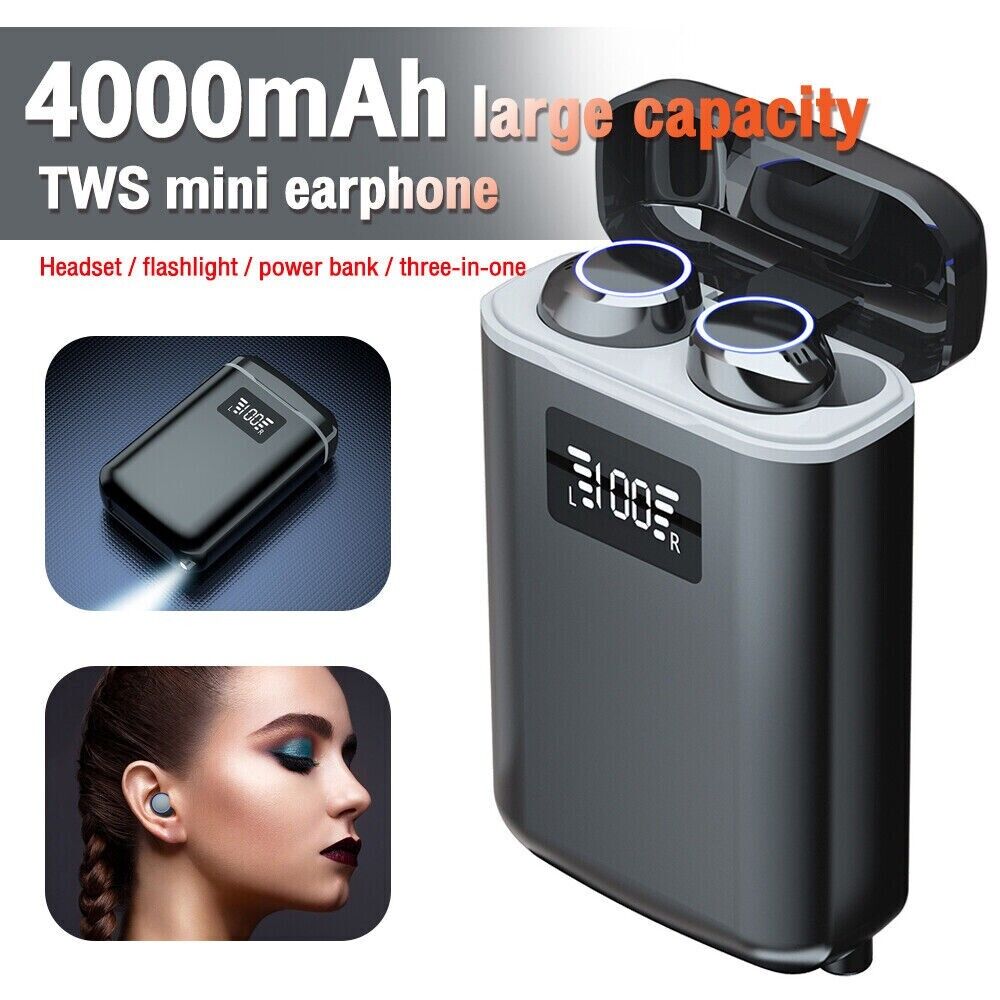 Cargador Portatil Bateria Externa Audifonos 5.1 Power bank 4000 maH Linterna