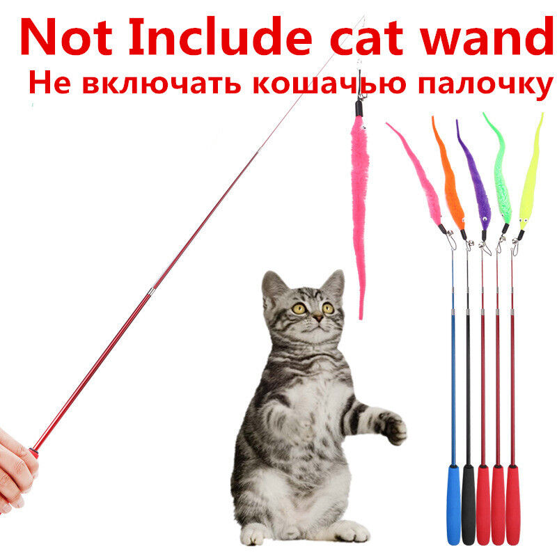 5Pcs Cat Teaser Toy No Wand Plush Colorful Kitten Replacement With Bell Training