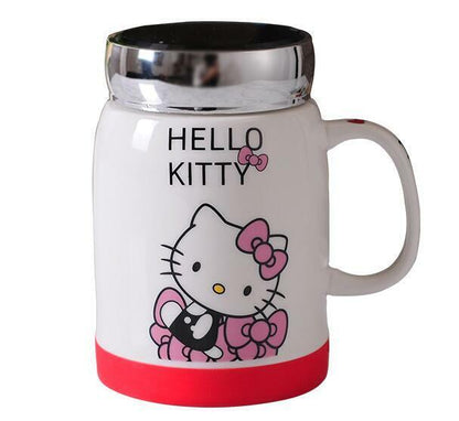 New Cute Home Ceramic Cup Tea Milk Coffee Mug c/w Spoon & lid 450ML