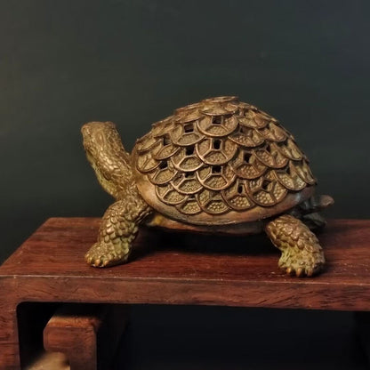 Chinese old bronze collect tortoise turtle figure statue incense burner buddha