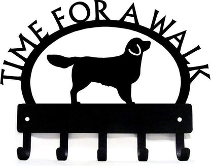 Golden Retriever Time for a Walk Key Rack Dog Leash Hanger Metal Wall Art