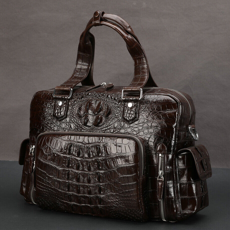 Real Handcrafted Siamese Skin Leather Men's Travel Luggage Luxury Large Handbags