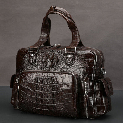 Real Handcrafted Siamese Skin Leather Men's Travel Luggage Luxury Large Handbags