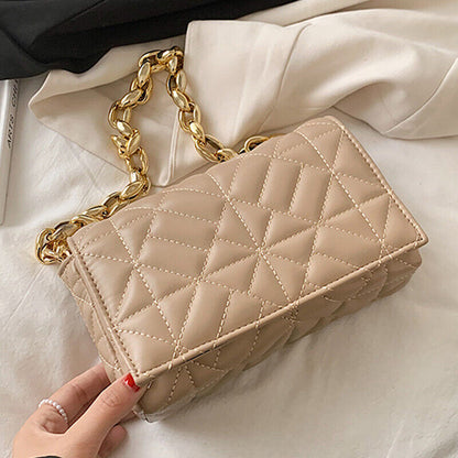 PU Leather Shoulder Square Bags Women's Small Chain Flap Handbag Travel Bag