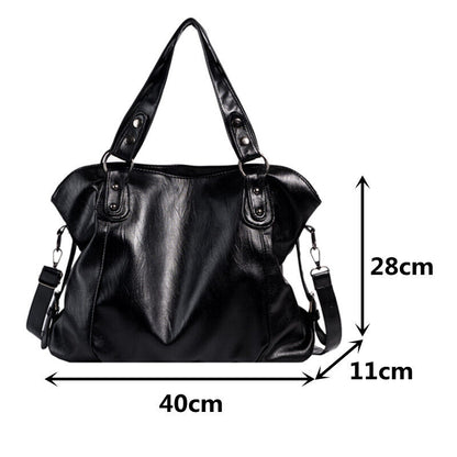 Black Shoulder Bags Women Shopper Bag Leather Crossbody Handbag Lady Tote Bag
