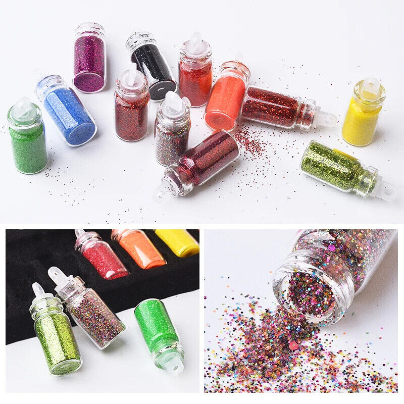 Nail Art Sequins 48 Bottles Set Glitter Powder Manicure Decor Tip Polish Sticker