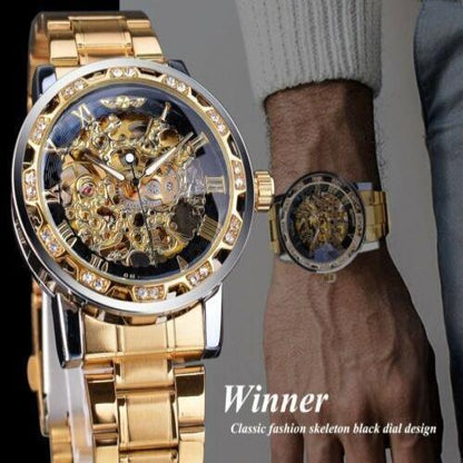Men's Watches Skeleton Watch Mechanical Movement Stainless Steel Transparent Uk