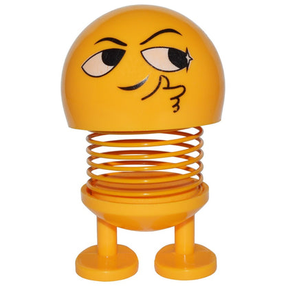 4-inch Smiley Face Bobblehead with Adhesive Feet for Mounting in Car, Cute Mini
