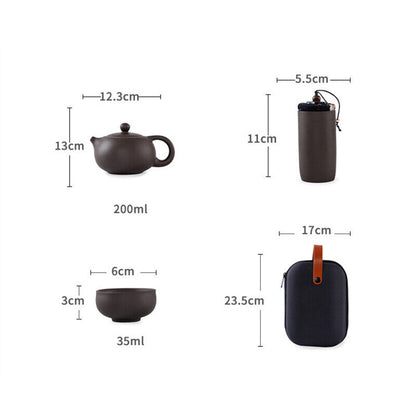 Portable Tea Cup Set Travel Camping Kung Fu Tea Pot Set with Storage Bag Gift