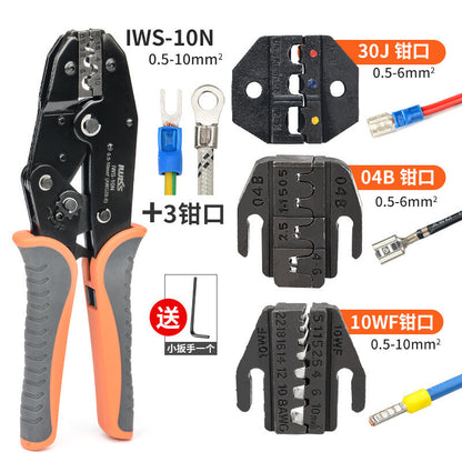IWISS HS Series Ratchet Crimping Pliers Tube Type Insulated Bare Terminal Tool
