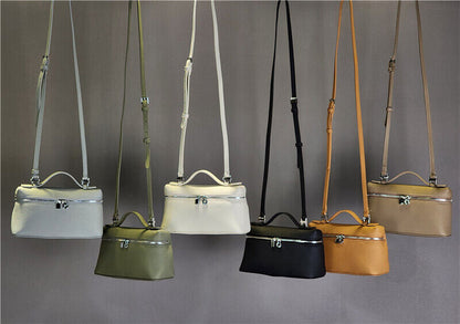 Small Mini Real Leather Box Tote Handbag Purse Crossbody Shoulder Bag Clutch