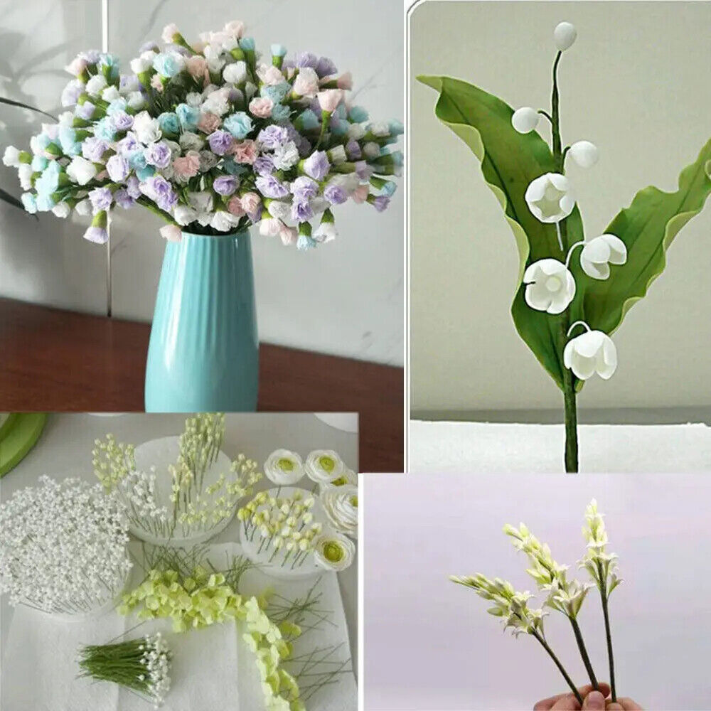 Flower Accessory 50Pcs Nylon Floral Wire Paper Covered Artificial Branches Twigs