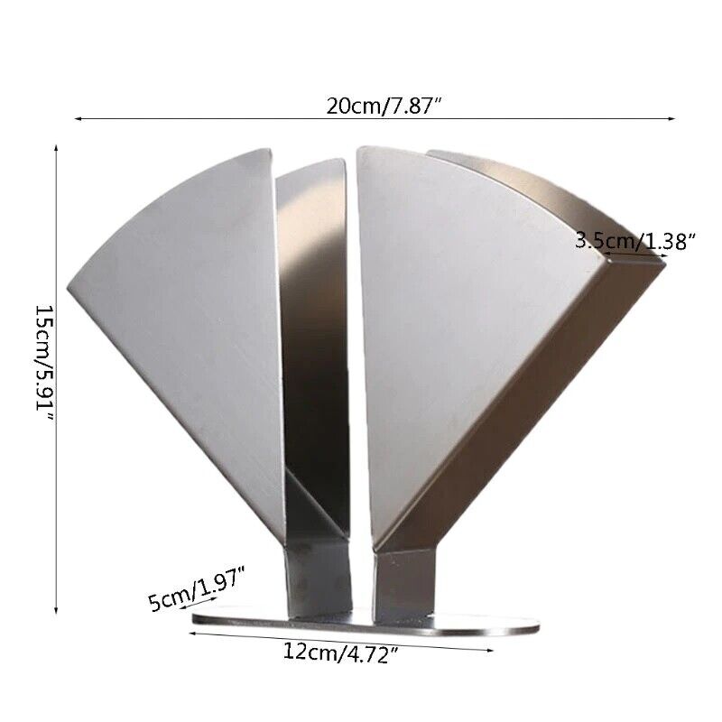 Napkin Holder 20x5x15cm Stainless Steel Tissue Serviette Vertical Dispenser Rack